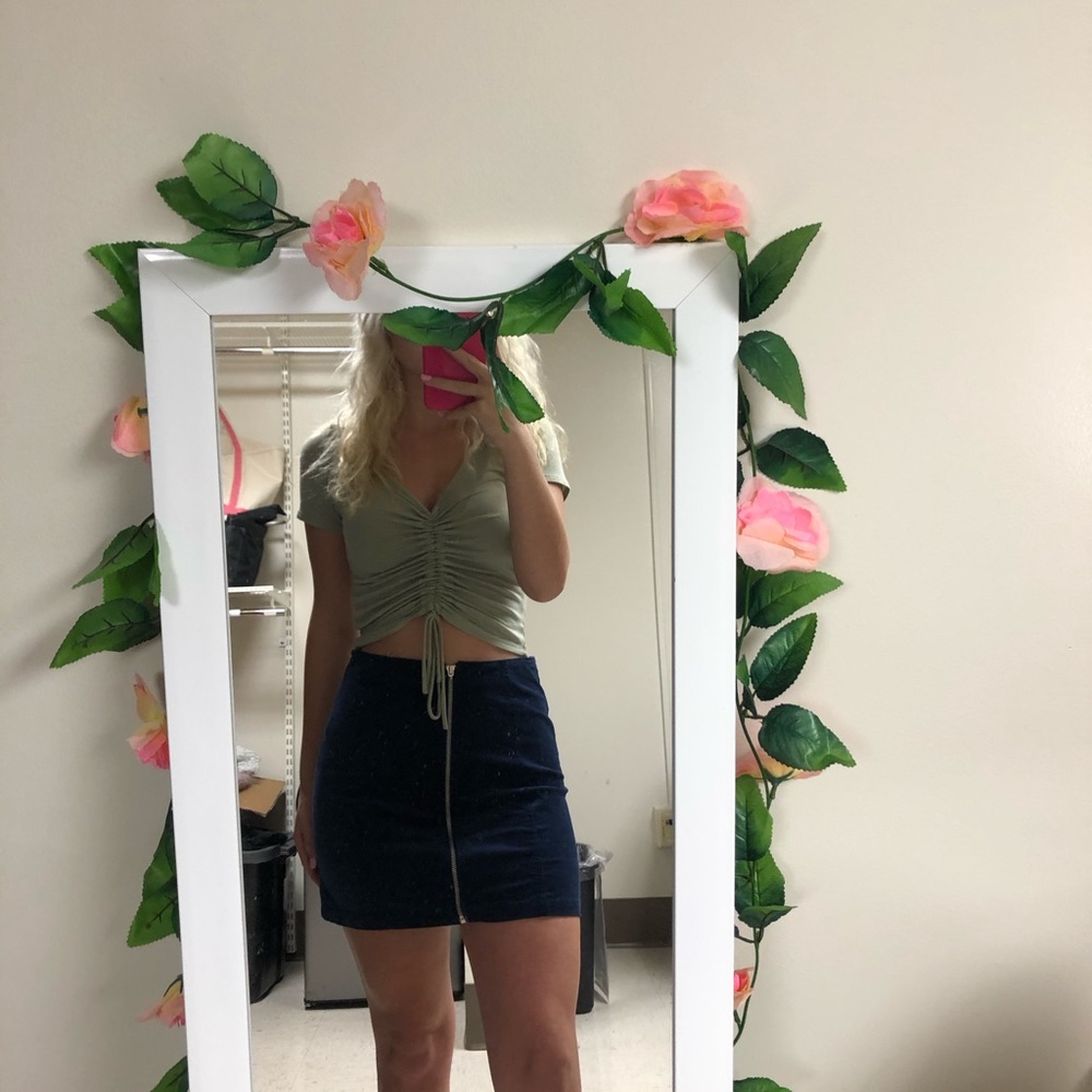 velvet navy mini skirt